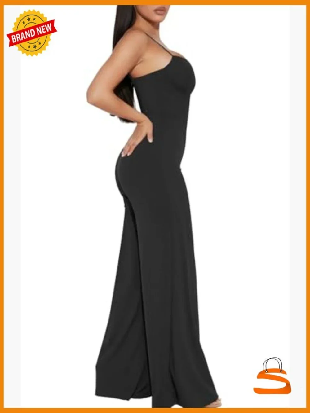 Sleeveless Spaghetti Strap Wide Leg Jumpsuit with Corset Bodice